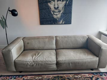 Groene leren bank _ gratis af te halen