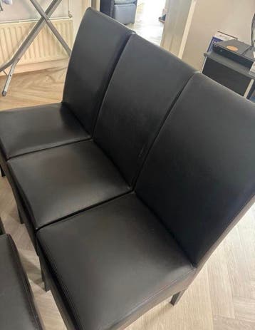 6 zwarte eetkamerstoelen kunstleer