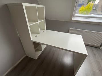 Wit bureau met opbergkast - IKEA Kallax combinatie