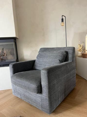 Comfortabele grijze stoffen fauteuil - Zeer goede staat