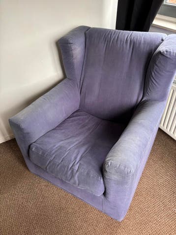 Comfortabele paarse fauteuil - Gebruikt