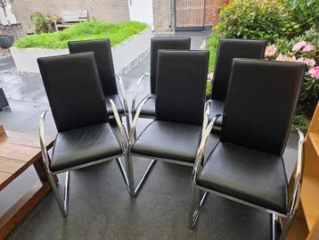 6 Zwarte eetkamer stoelen