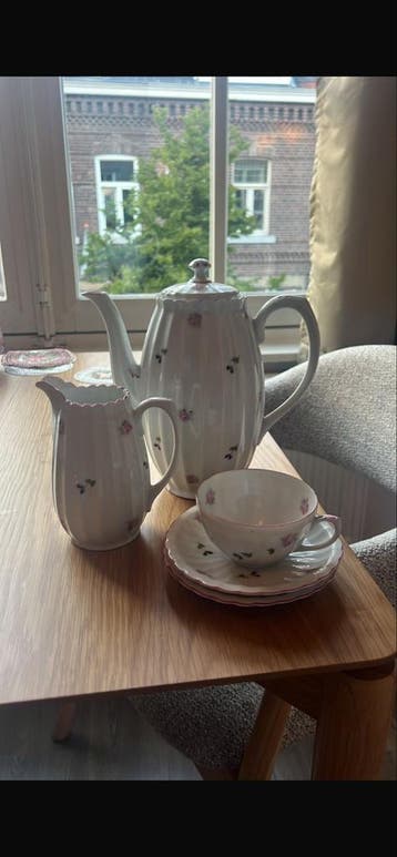 Vintage porseleinen theeservies met bloemmotief