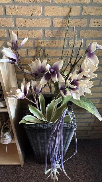 Decoratieve kunstbloemen zonder vaas- paars/wit
