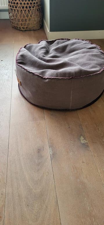 Comfortabel ronde poef - Grijs/bruin