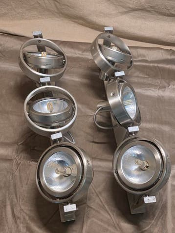 Set van 2 moderne plafondspots, geborsteld aluminium
