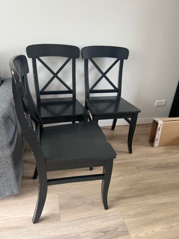3 eetkamerstoelen, antraciet