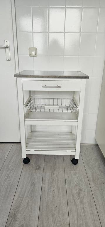 Gratis: Witte Keukentrolley met Lade en Blad