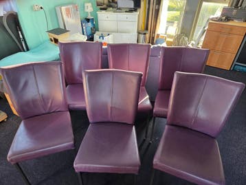 Set van 6 paarse eetkamerstoelen