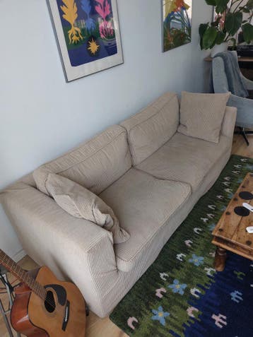 Gratis bank met ribstof (corduroy) - 225x90x68cm