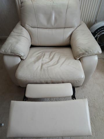 Elektrische relaxfauteuil, wit/crème, verstelbare voetrust