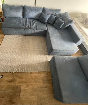 Blauwe modulaire bank, 3 delen - Gratis af te halen