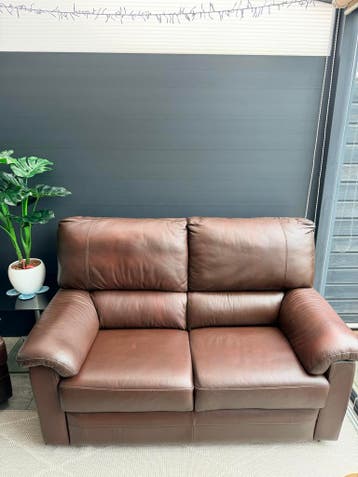 Comfortabele bruine leren tweezitsbank