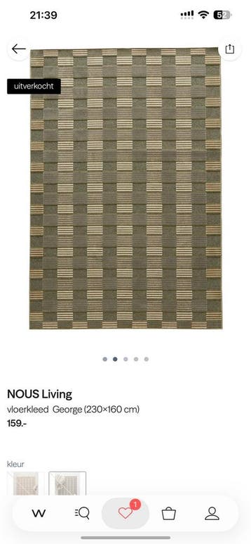 Gezocht: Nous living vloerkleed George