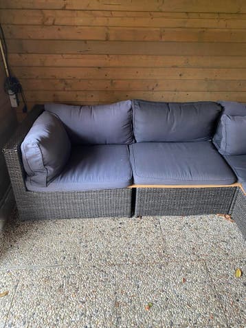 Gebruikte Wicker Loungeset met Kussens - Hoekbank