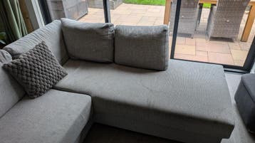 Grijze hoekbank met chaise longue