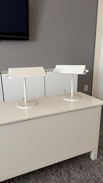 Set van 2 moderne witte bureaulampjes