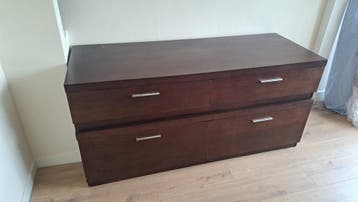 Donkerbruine ladekast/dressoir, 2 delen, 160x60x76cm