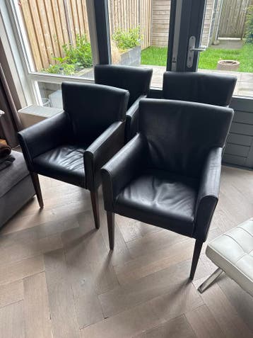 Set van 4 zwarte eetkamerstoelen