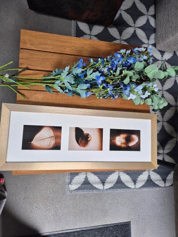 Schilderijtje + kunstbloemen
