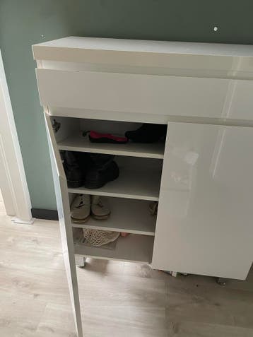 Witte Schoenenkast met 2 deuren en lade
