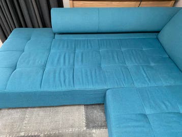 Comfortabele blauwe hoekbank - Lichte gebruikssporen