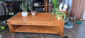 Salontafel hout met lades (130x60x38 cm) - gratis