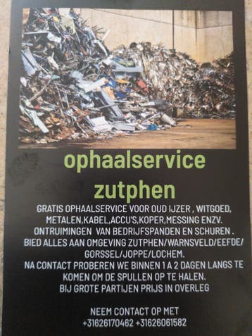 Oud ijzer ophaal service