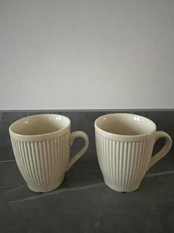 GRATIS Set van 2 crèmekleurige geribbelde mokken