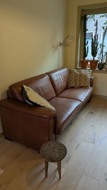 Cognac leren bank