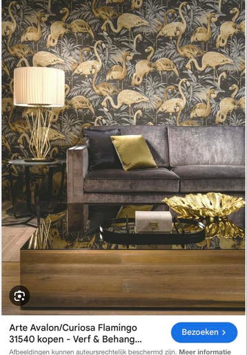 Gezocht: Klein stukje Arte Avalon/Curiosa Flamingo behang