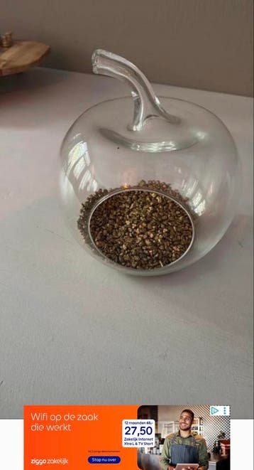 Glazen appel decoratie met vulling