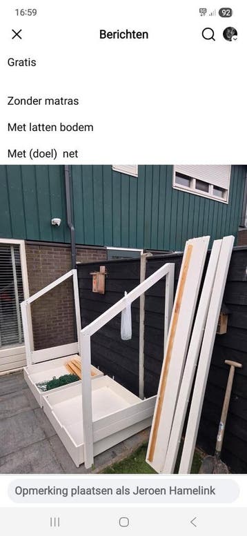 Voetbalbed met lattenbodem en doelnet