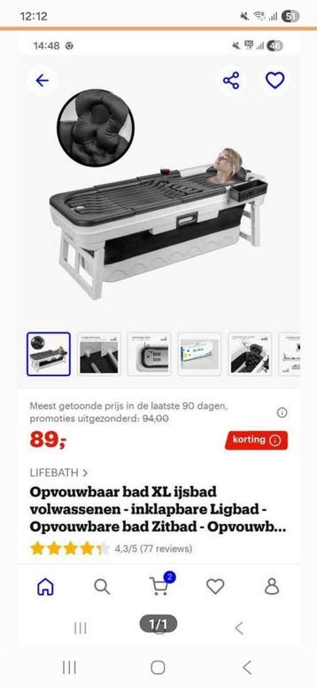 XL Opvouwbaar Ligbad voor Volwassenen - Zo goed als nieuw