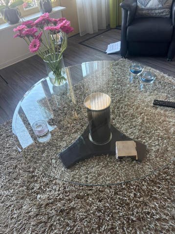Glazen Salontafel met Metalen Poot