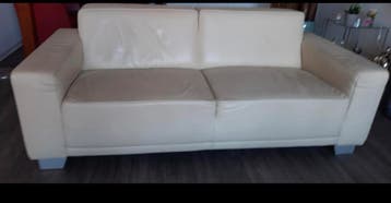Comfortabele 2-zitsbank van crème leer