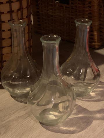 Set van 7 glazen vaasjes (17cm)