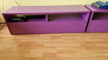2x Paarse hoogglans tv-meubels - Gratis af te halen!