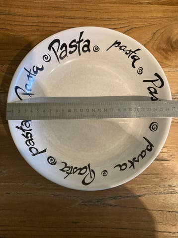 Set van 2 Pasta Borden - Wit met Zwarte Tekst