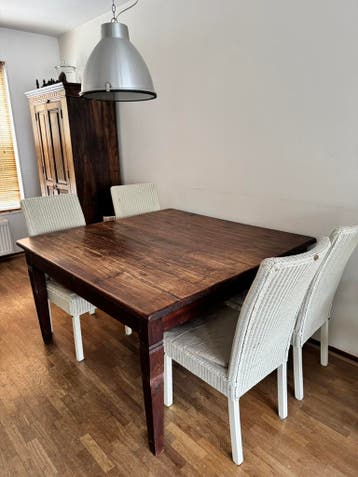 Koloniale vierkante tafel 140x140 Gratis ophalen