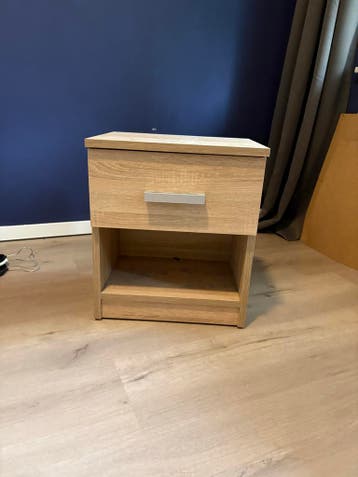 Nachtkastje met lade en open vak - Houtlook
