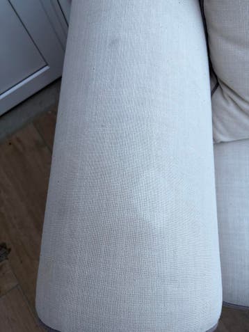 Comfortabele fauteuil - Crème met grijze bies