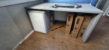 Modern bureau met opbergruimte - Grijs/Wit