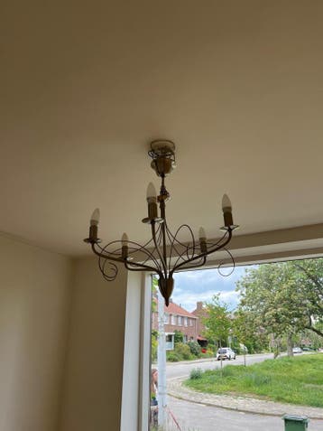 Elegante zilver / bronzen kroonluchter met 5 armen