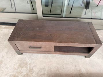 Stoer houten tv-meubel / lowboard – donker eiken look
