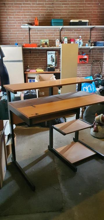 Bureau computertafel met printer tableau, beukenprint/zwart