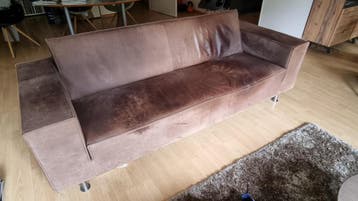 Robuuste bruine leren 2,5 zitsbank (230 l 90 b 80 h)