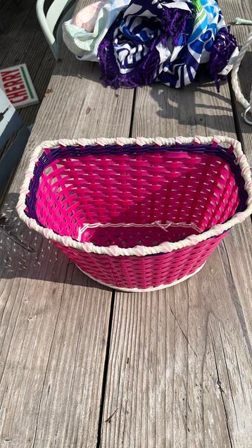 Fietsmandje roze, superleuk!