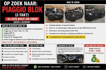 Gezocht: Piaggio 2T luchtgekoeld blok compleet