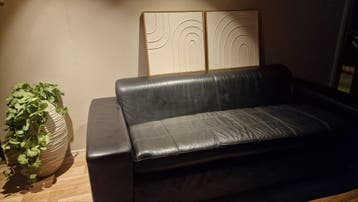Bank zwart leer